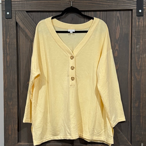 J. Jill Women's Super Soft Oversized Sweatshirt Tunic Butter Yellow Size 2X - Picture 1 of 6